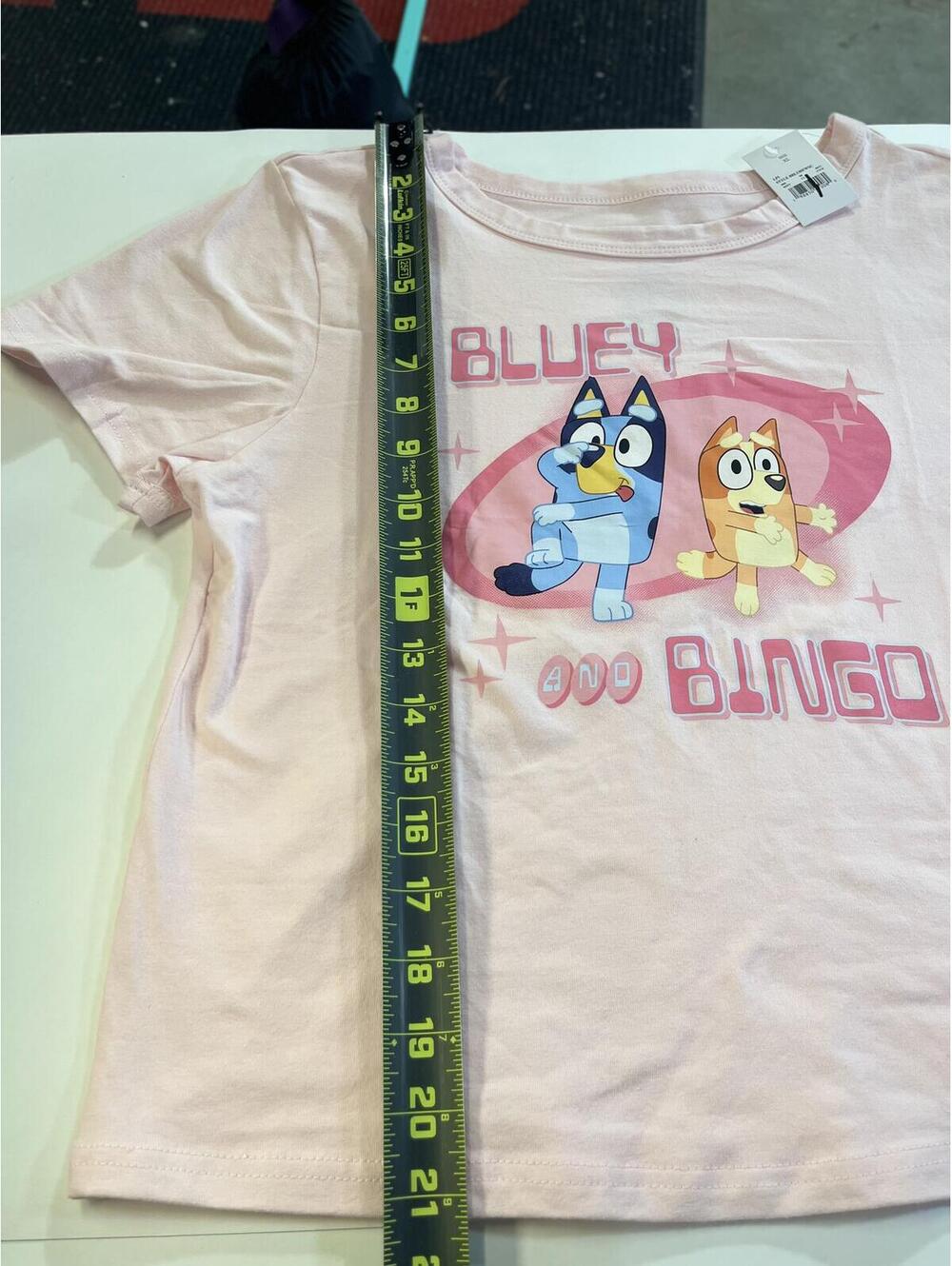 Girls Bluey Bingo Graphic T-Shirt Light Pink Cropped Fitted Short Sleeve NEW - Picture 7 of 9